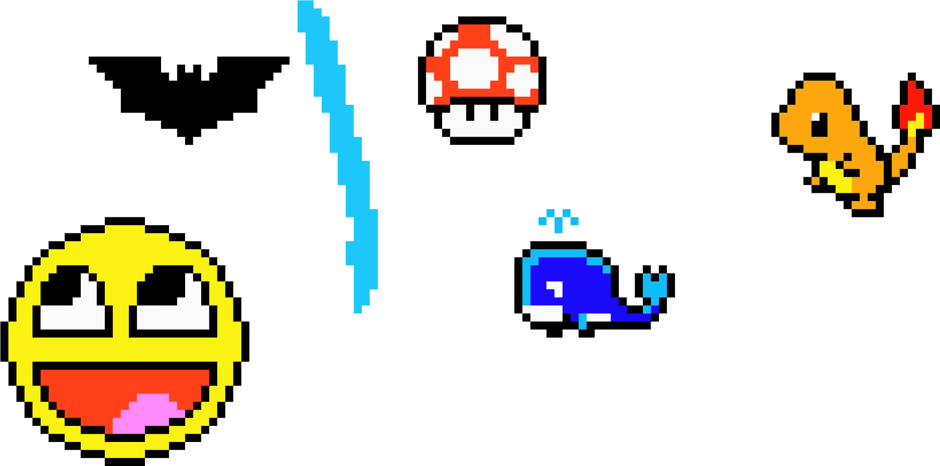 Retro Game Icons Pixel Art PNG