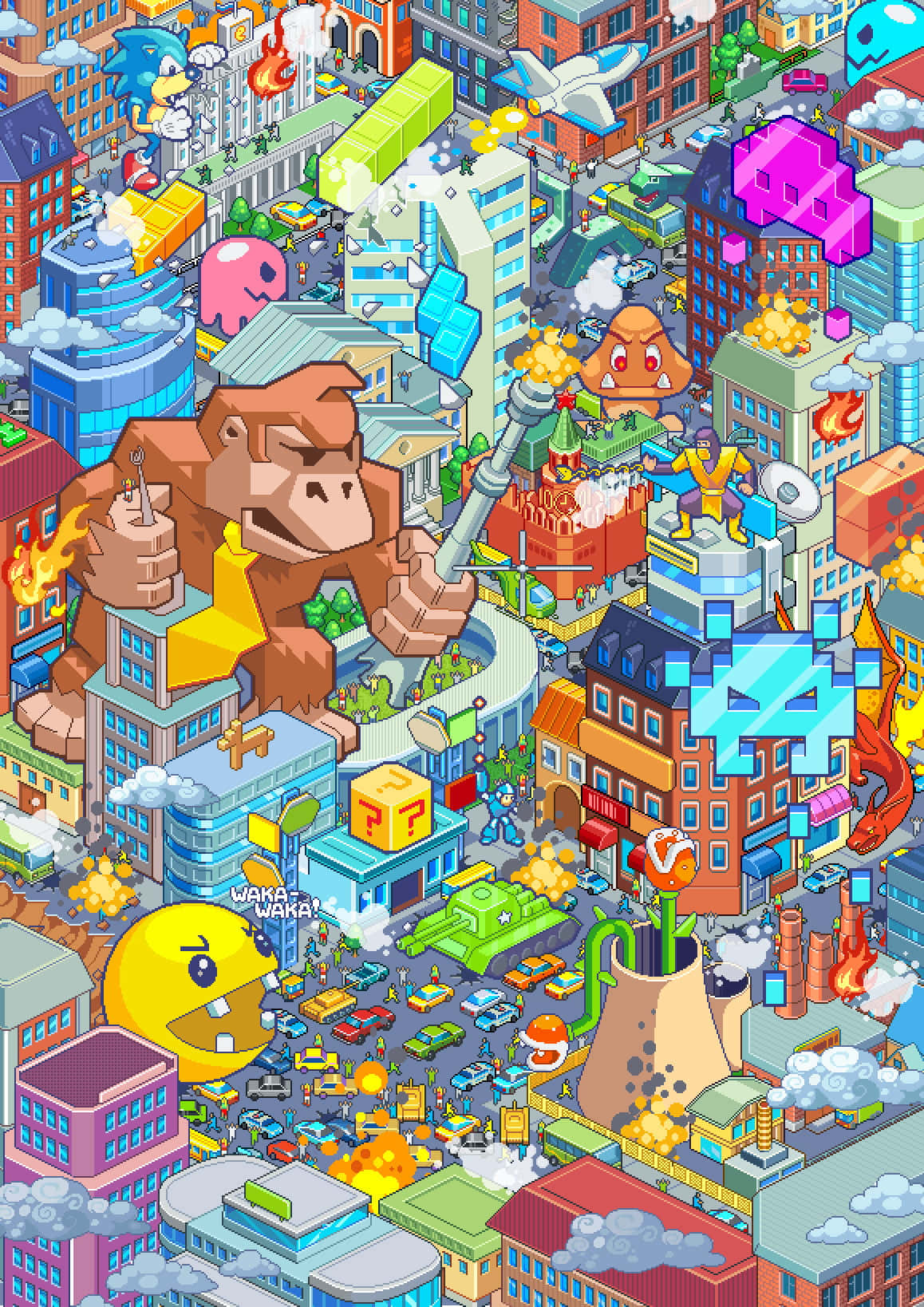 Retro Game Inside City Wallpaper
