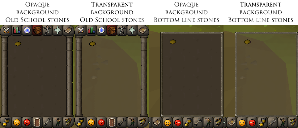 Retro Game U I Elements PNG — A pixel-art game interface showing four identical dungeon-like rooms with stone pillars and inventory bars at the top and bottom.