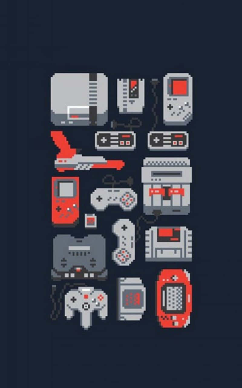 Retro Gaming Console Collection Pixel Art Wallpaper