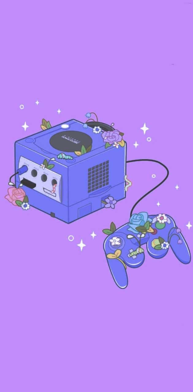 Retro Gaming Cube_ Floral Aesthetic.jpg Wallpaper