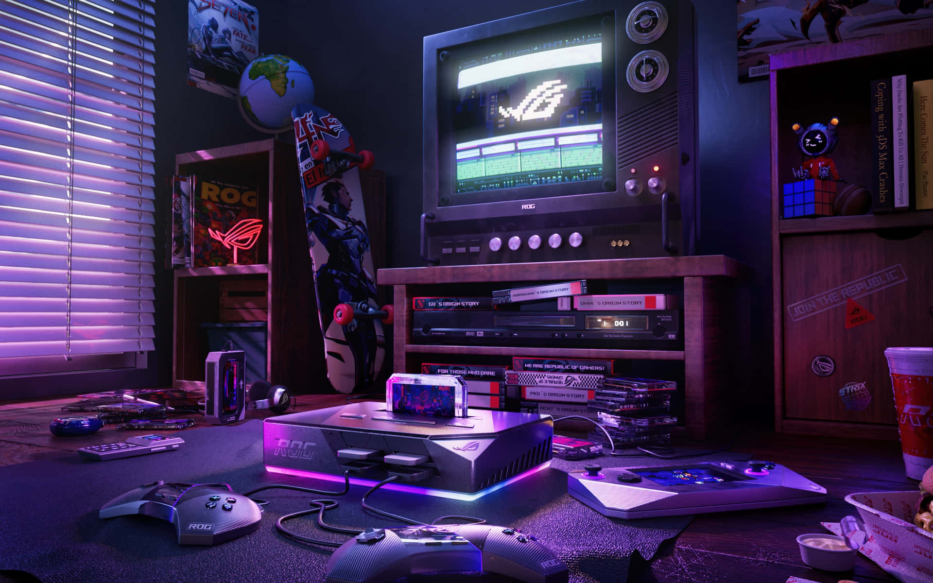 Retro Gaming Night Ambience Wallpaper