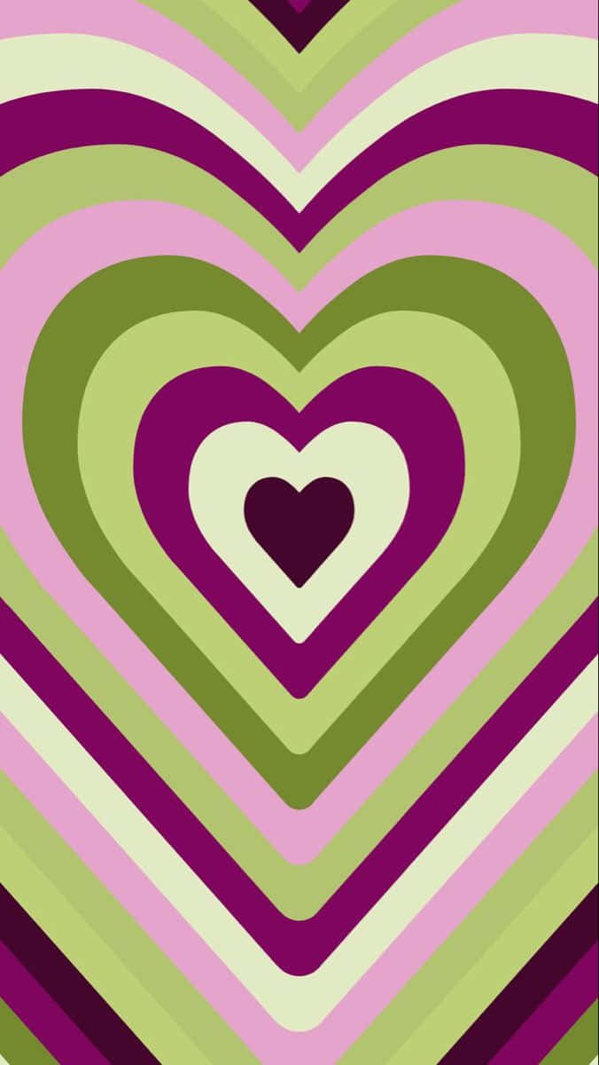 Retro_ Green_ Heart_ Pattern Wallpaper