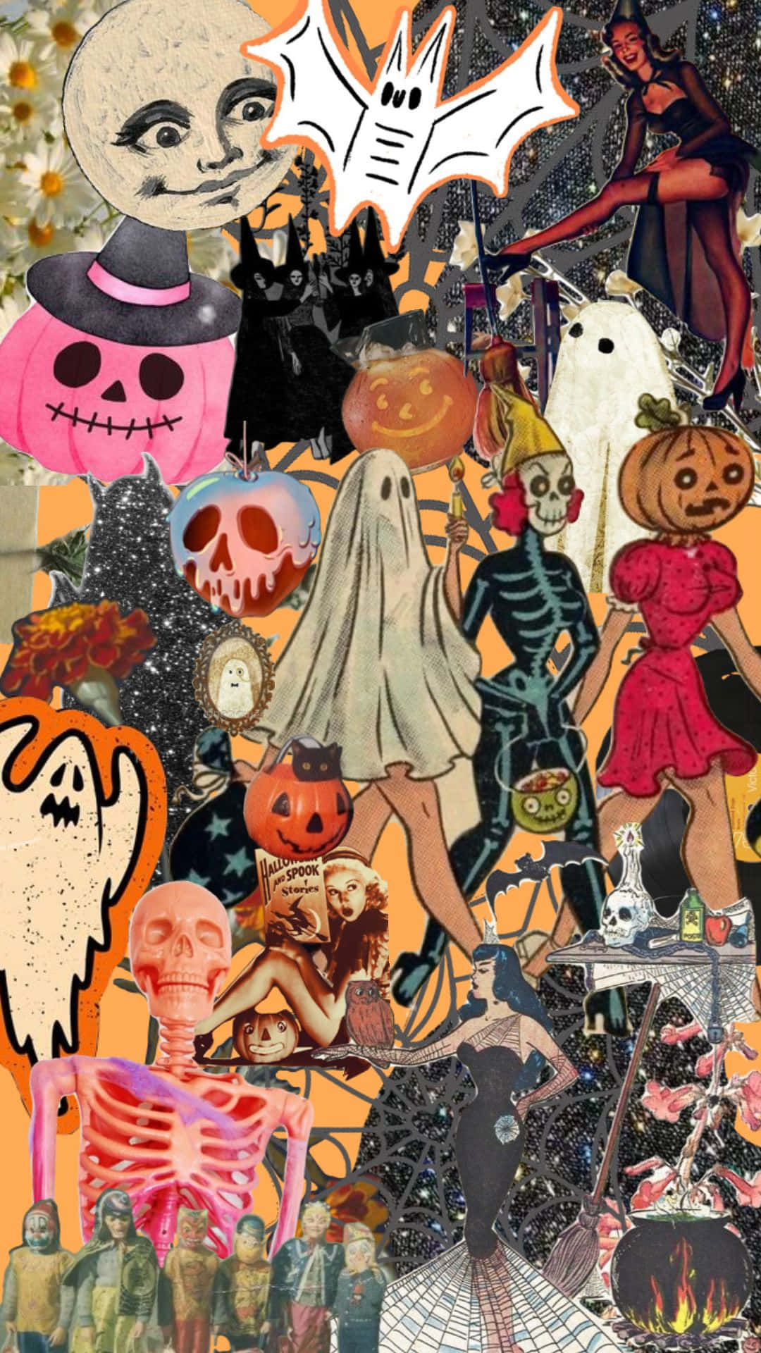 Retro Halloween Collage Art Wallpaper