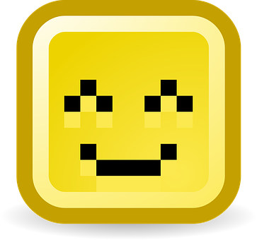Retro Happy Face Pixel Art PNG
