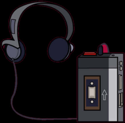 Retro Headphonesand Cassette Player PNG
