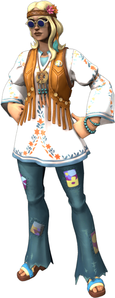 Retro Hippie Fashion Character PNG