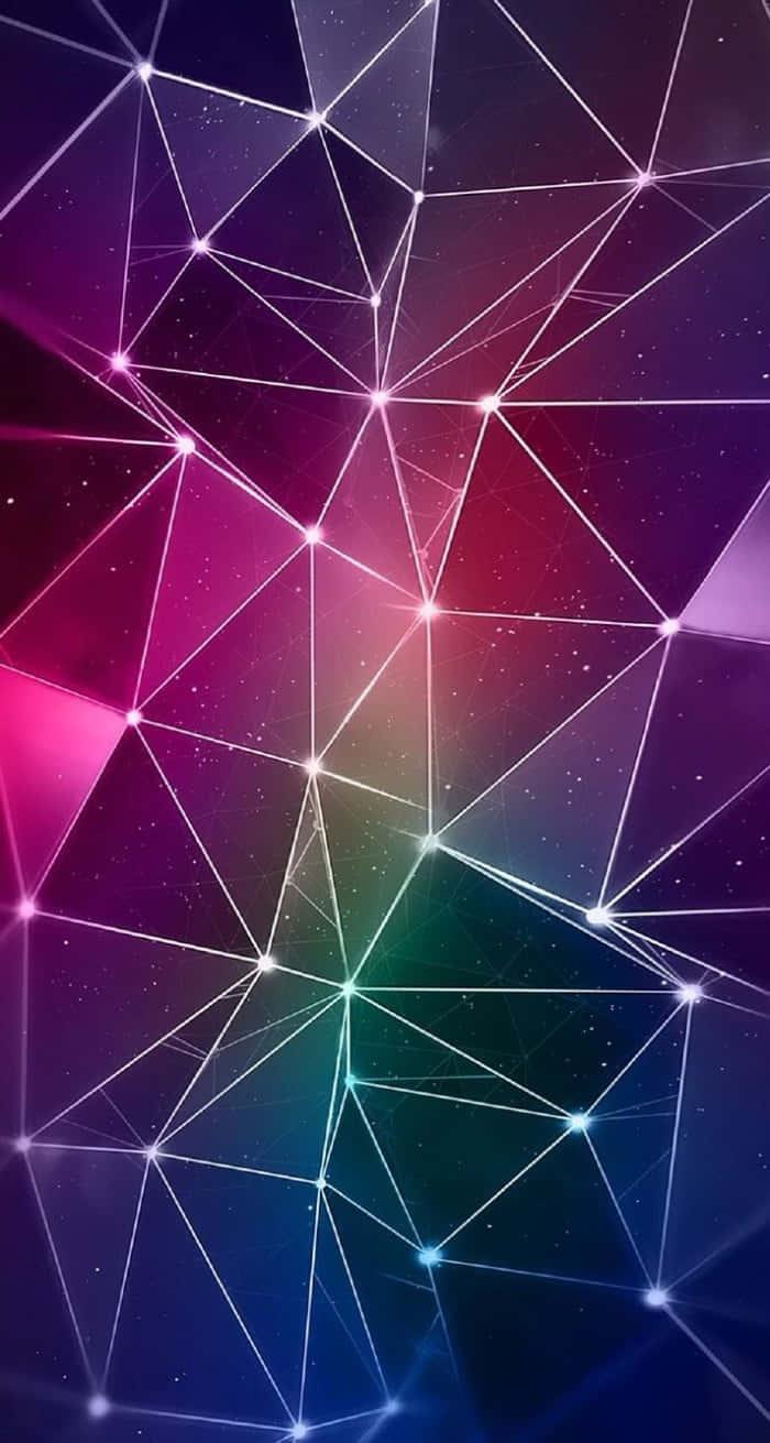 Et farverigt baggrund med trekanter og stjerner. Wallpaper