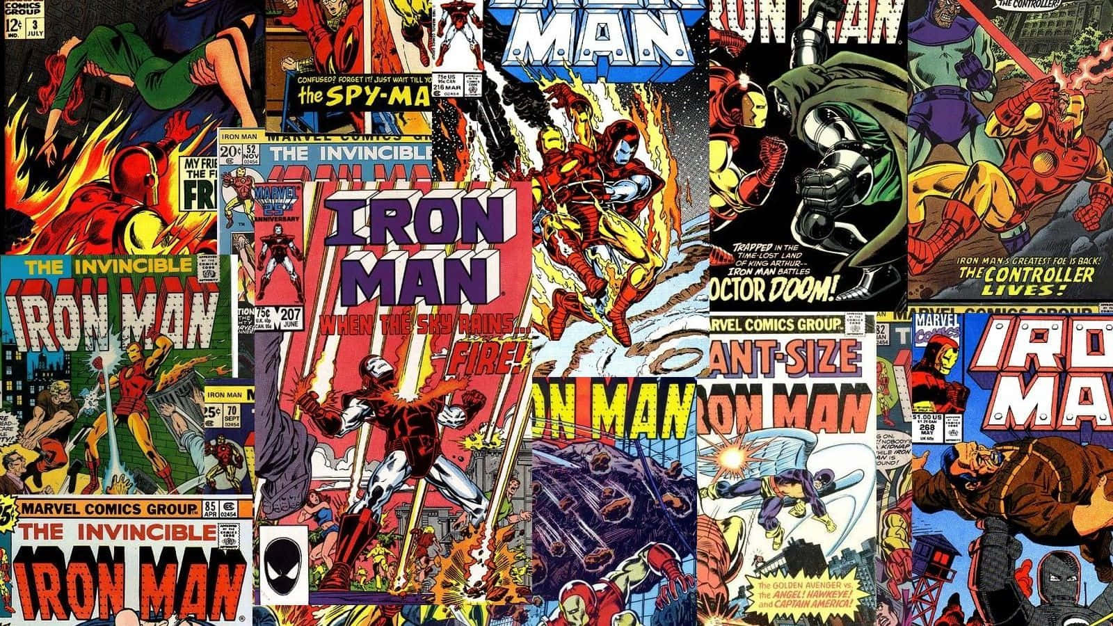 Retro Iron Man Comic Covers Collage Wallpaper