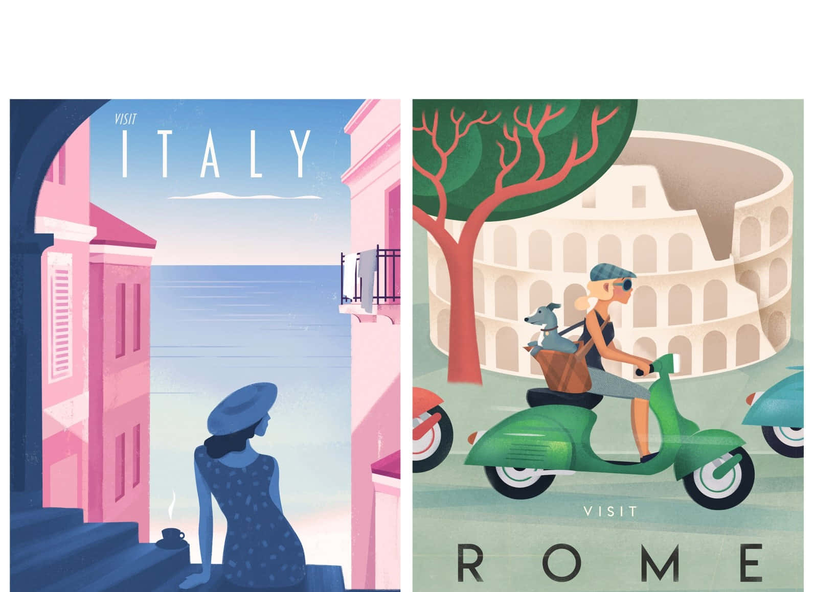Retro Italian Travel Posters Wallpaper
