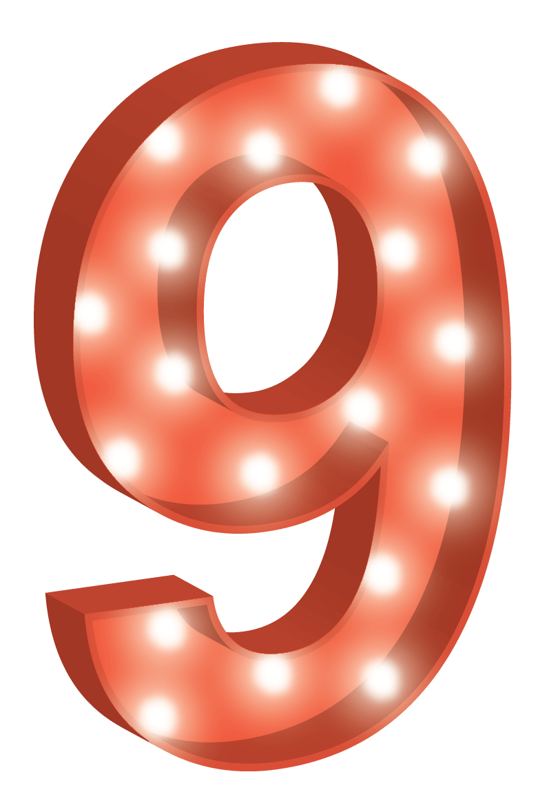 Retro Lighted Number9 PNG