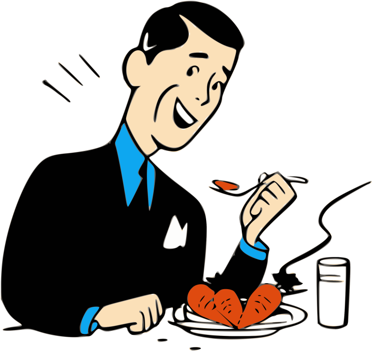 Retro Man Enjoying Meal PNG