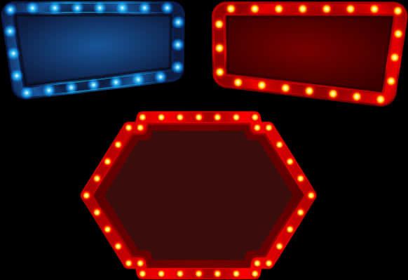 Retro Marquee Lights Blank Signs PNG