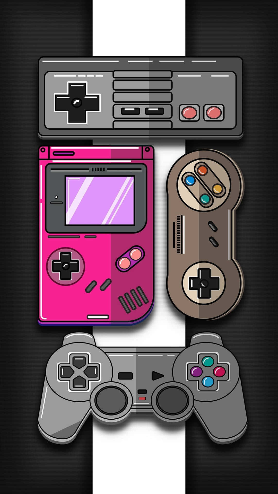 Retro Modern Game Controllers Collage Wallpaper