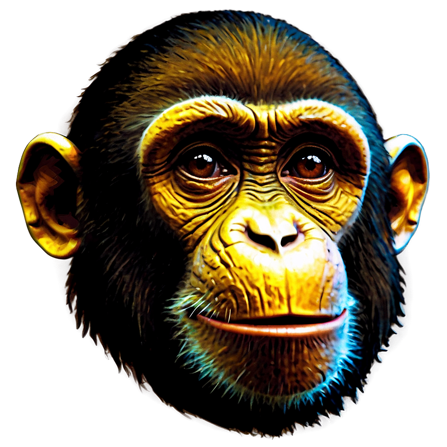 Retro Monkey Face Poster Png Non PNG