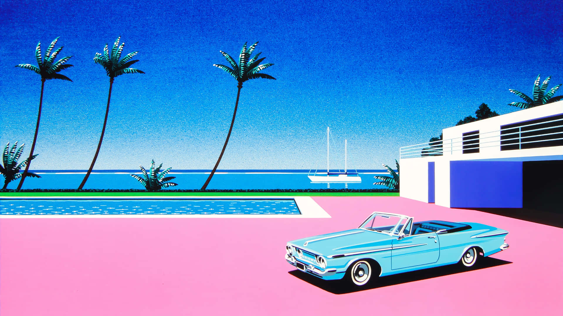 Retro Palm Springs Vibe Artwork Wallpaper