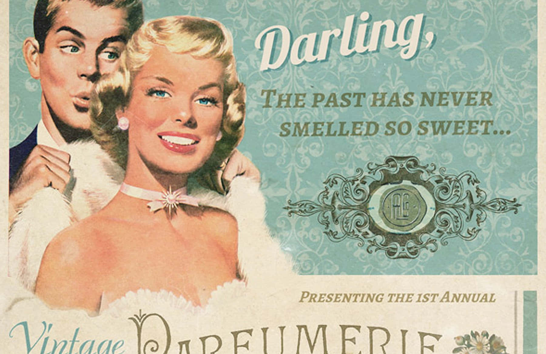 Retro Perfume Ad Darling Wallpaper