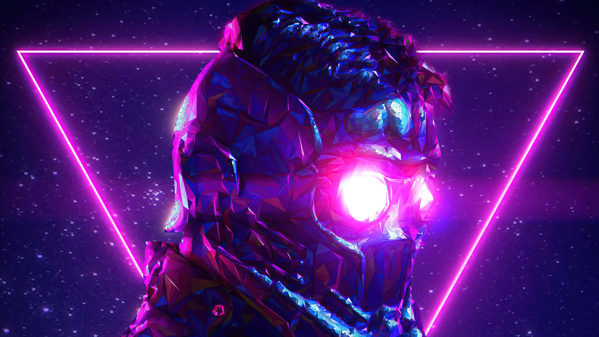 A Man In A Purple Neon Suit With A Glowing Star Wallpaper