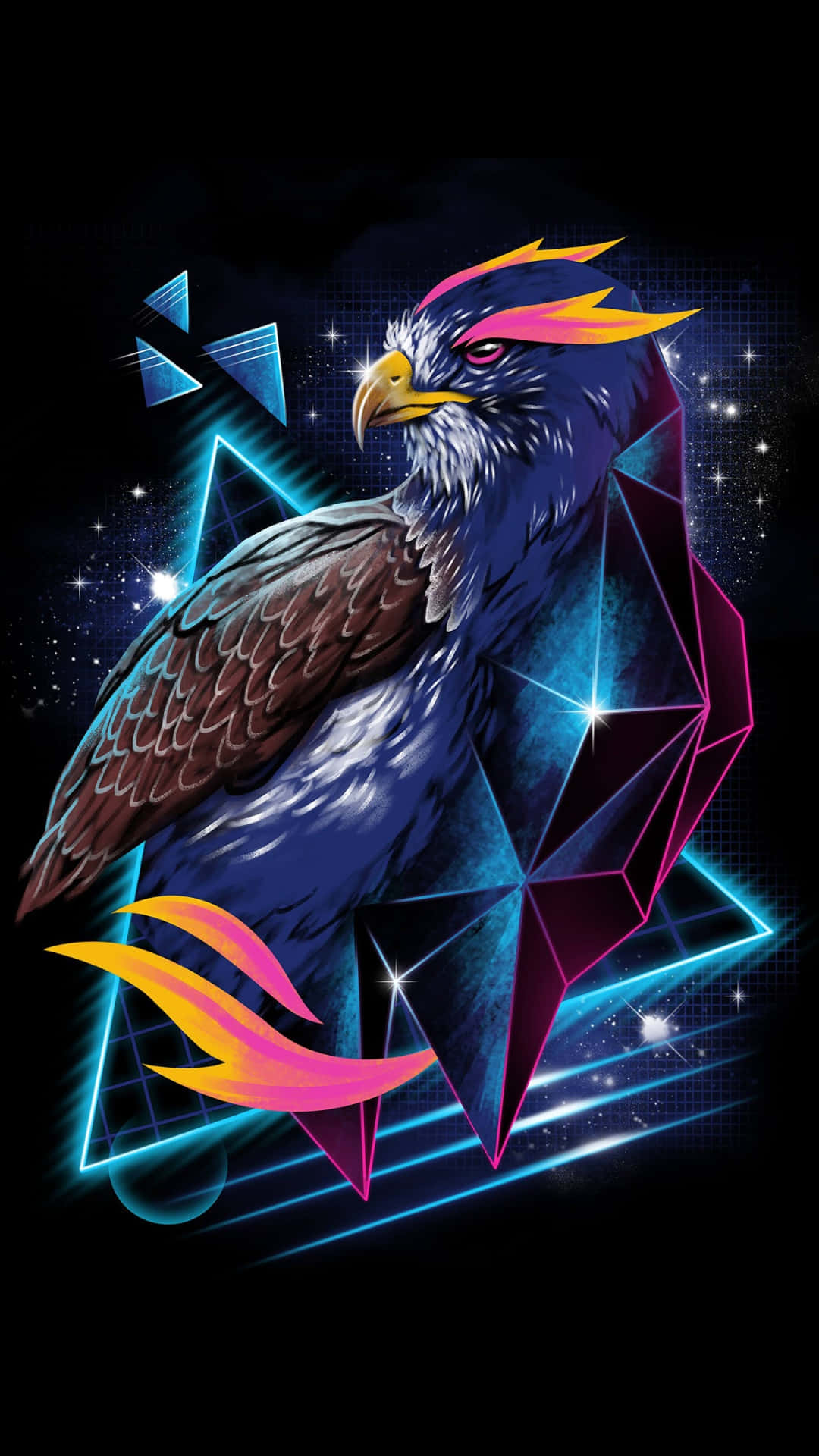 A Neon Eagle With A Geometric Background Wallpaper