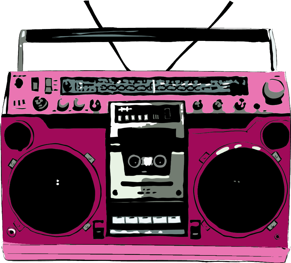 Retro Pink Boombox Illustration PNG