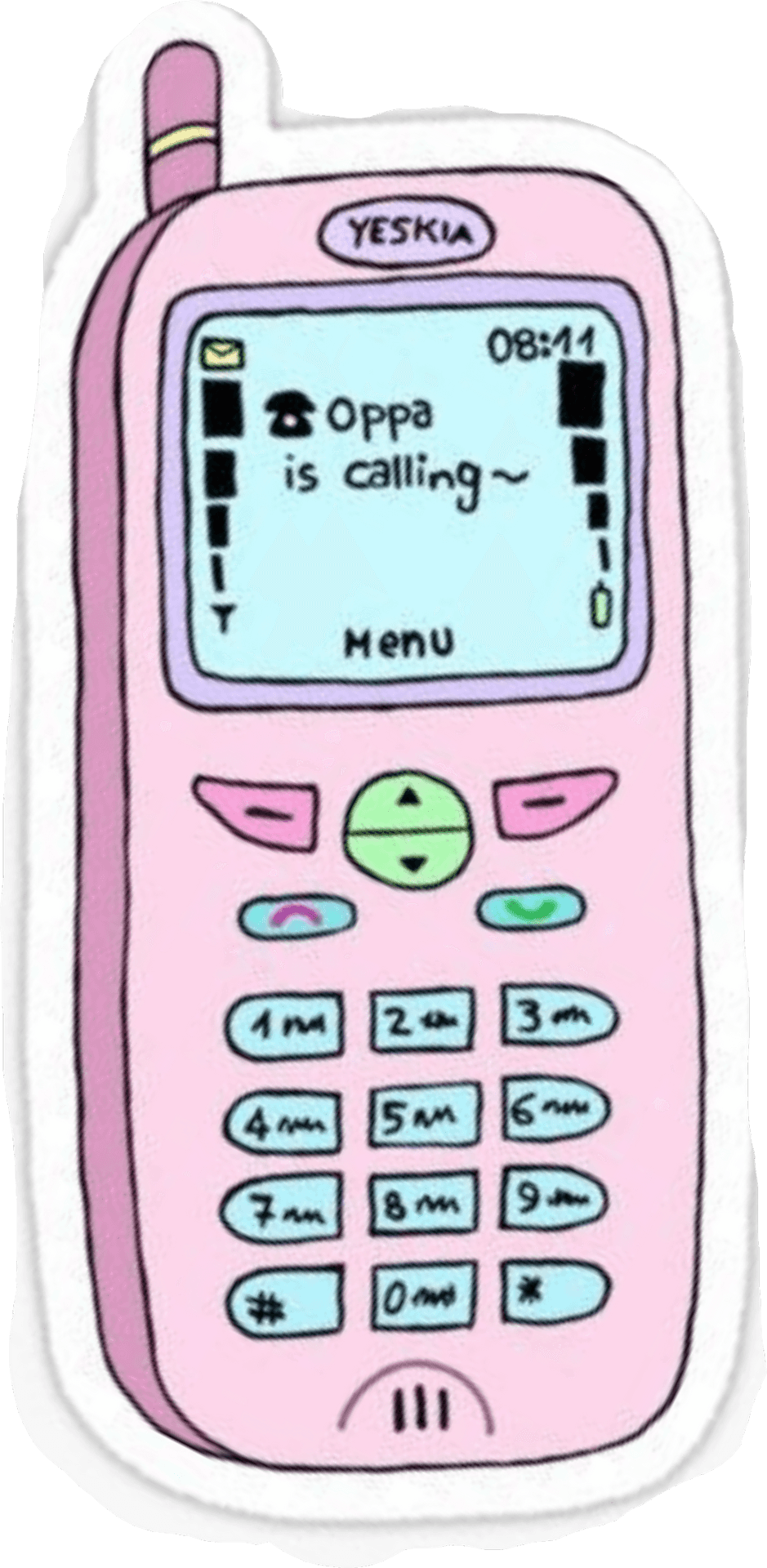 Retro Pink Flip Phone Clipart PNG