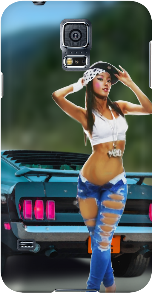 Retro Pinup Modelwith Classic Car PNG