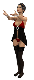 Retro Pinup Style3 D Model PNG