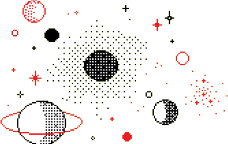 Retro Pixel Space Scene PNG