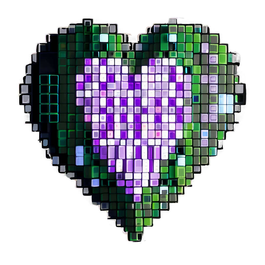 Retro Pixelated Heart Png 06242024 PNG