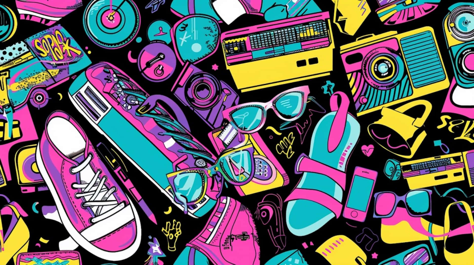 Retro Pop Culture Collage.jpg Wallpaper