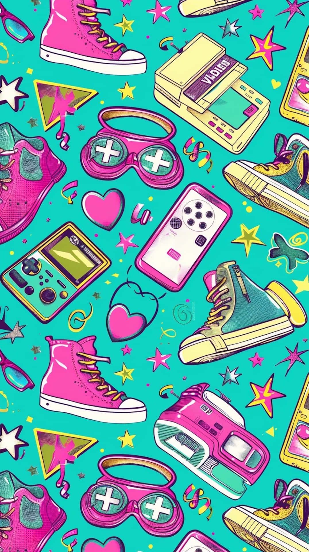 Retro Pop Culture Pattern00s Aesthetic Wallpaper