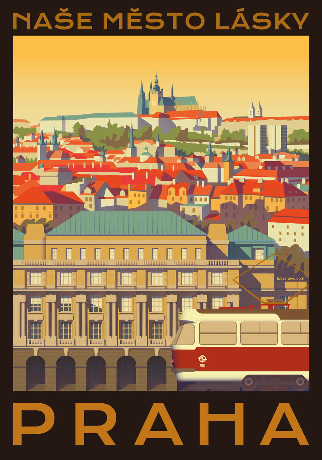 Retro Prague Travel Poster Wallpaper