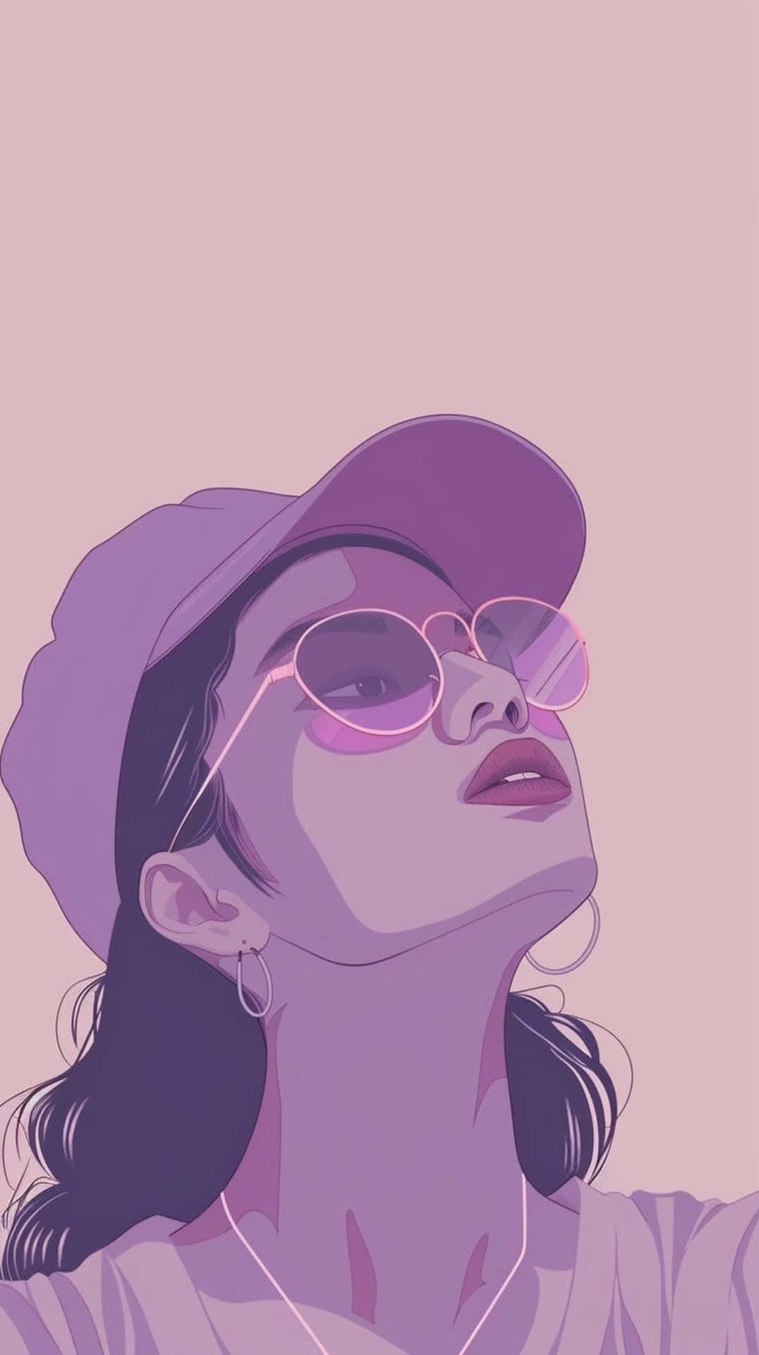 Retro Purple Aesthetic Woman Illustration Wallpaper