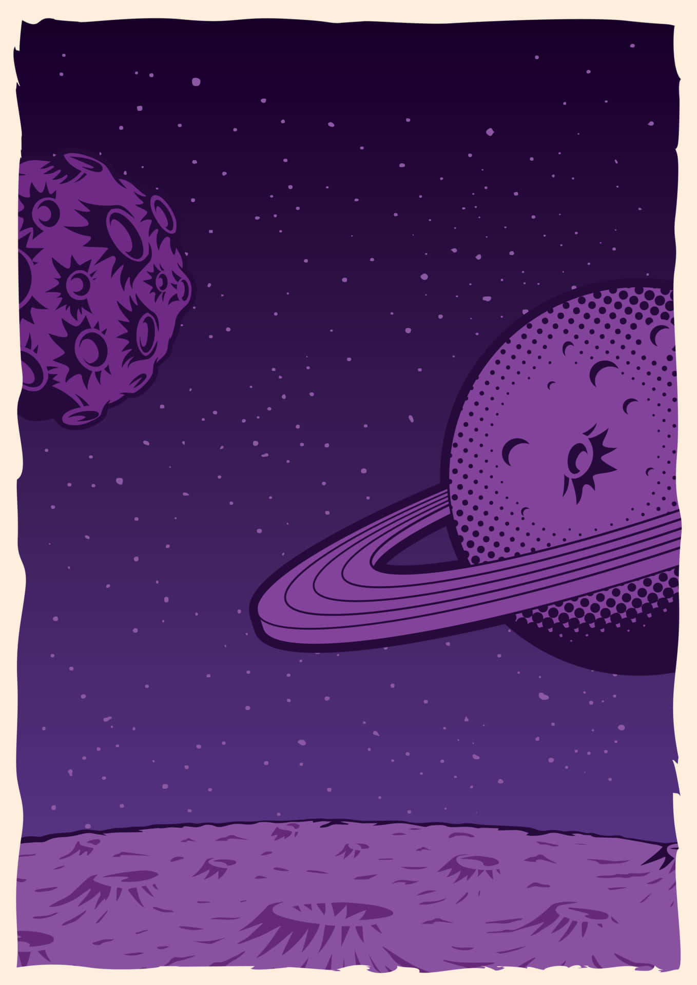 Retro Purple Space Scene Wallpaper