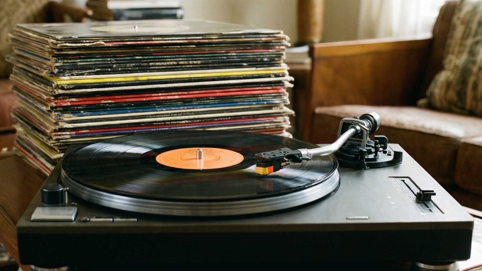 Configuration Rétro de Platine Vinyle Fonds d'écran