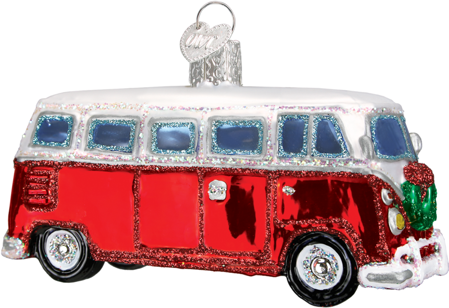 Retro Red Hippie Van Christmas Ornament PNG
