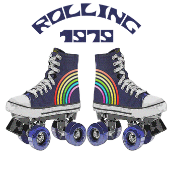 Retro Rolling1979 Rainbow Roller Skates PNG