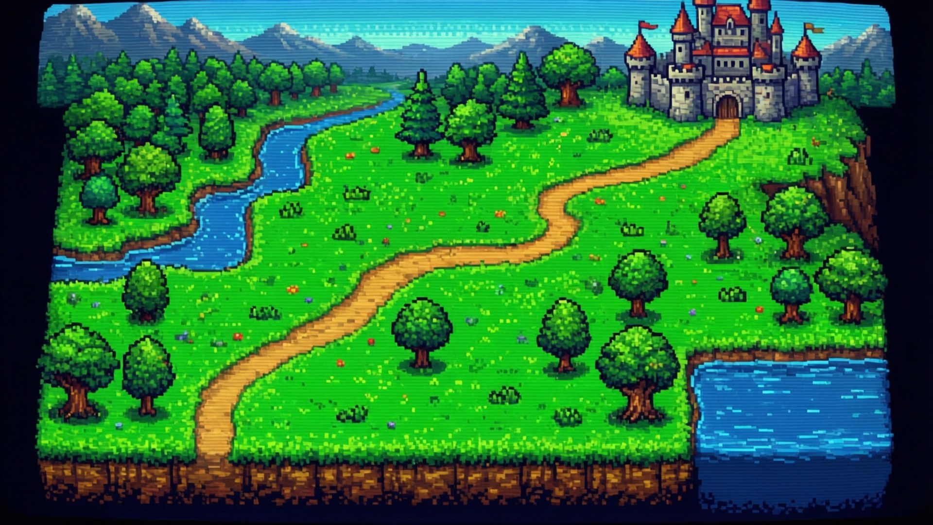 Retro-RPG-Overworld-Karte Wallpaper