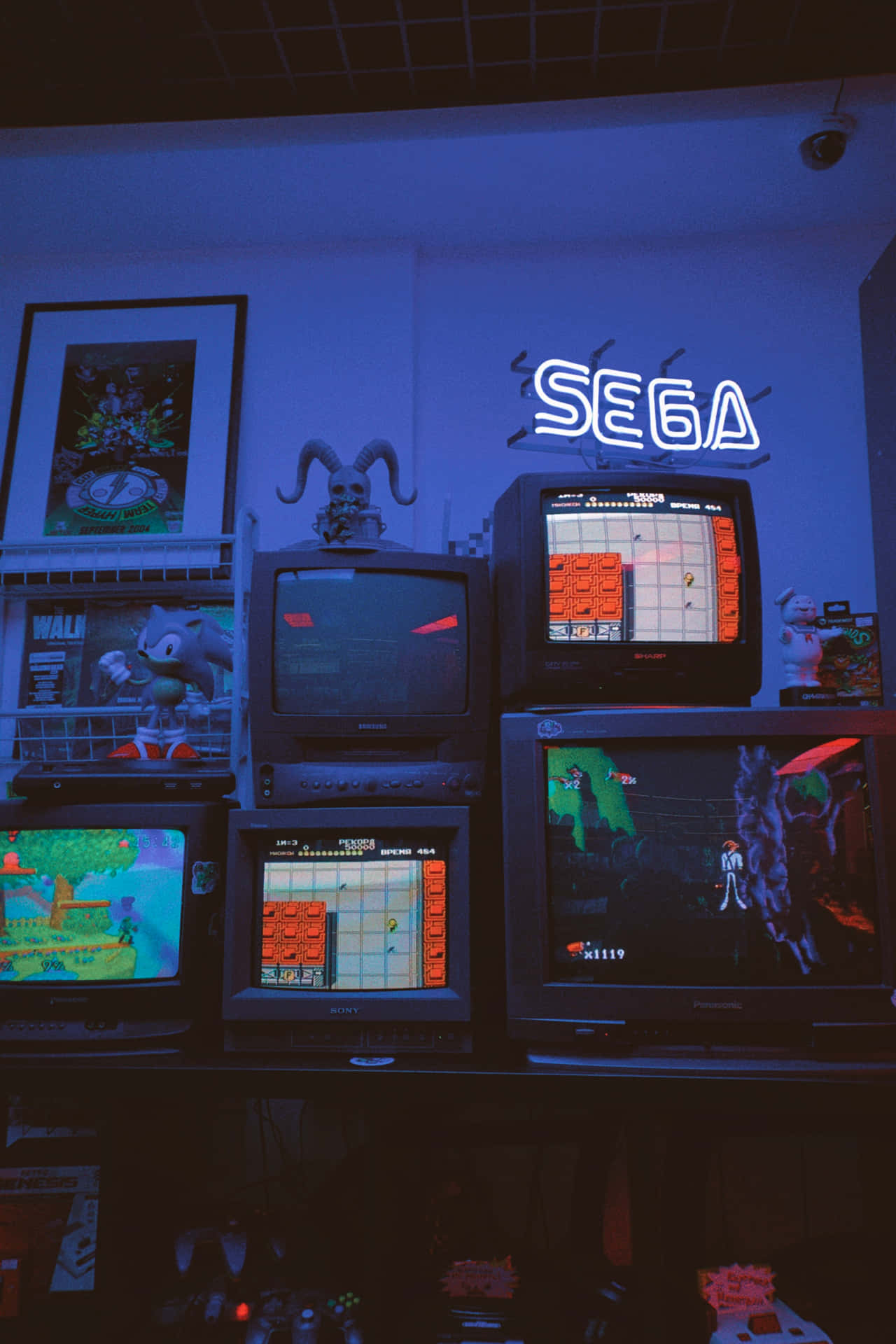 Retro S E G A Gaming Setup Wallpaper