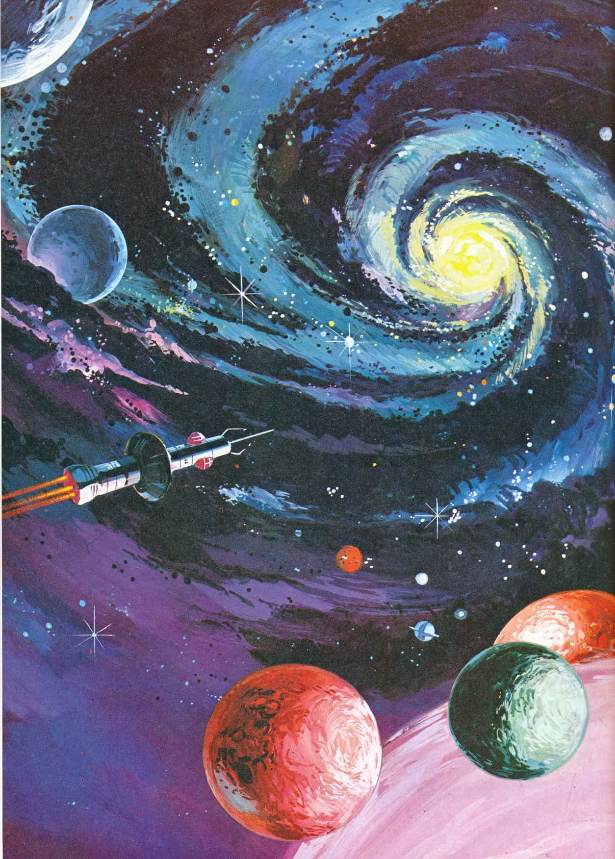 Retro Sci Fi Galaxy Exploration Wallpaper