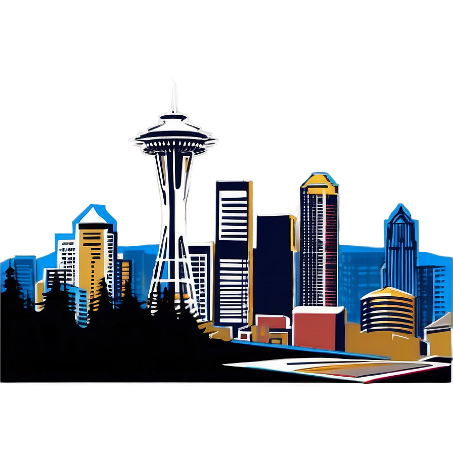Retro Seattle Skyline Poster Png 06252024 PNG