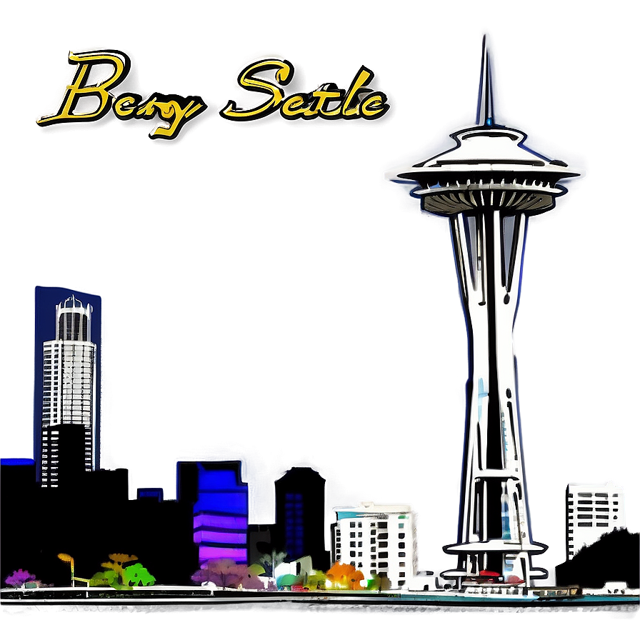 Retro Seattle Skyline Poster Png 38 PNG