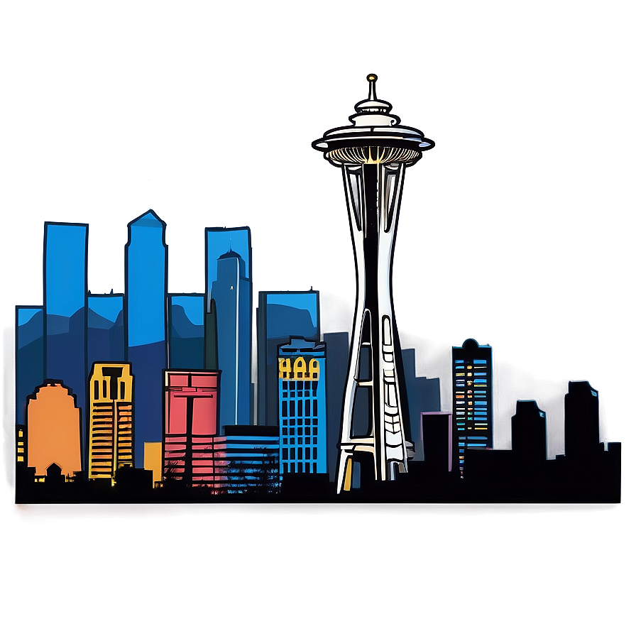 Retro Seattle Skyline Poster Png Fck PNG