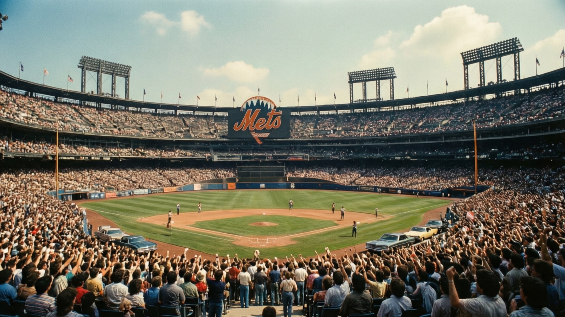 Vintage Shea Stadium scene.
