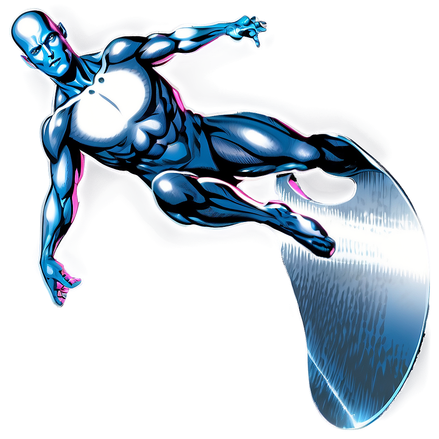 Retro Silver Surfer Poster Png Xmy22 PNG