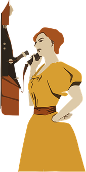 Retro Singer Animated Illustration PNG