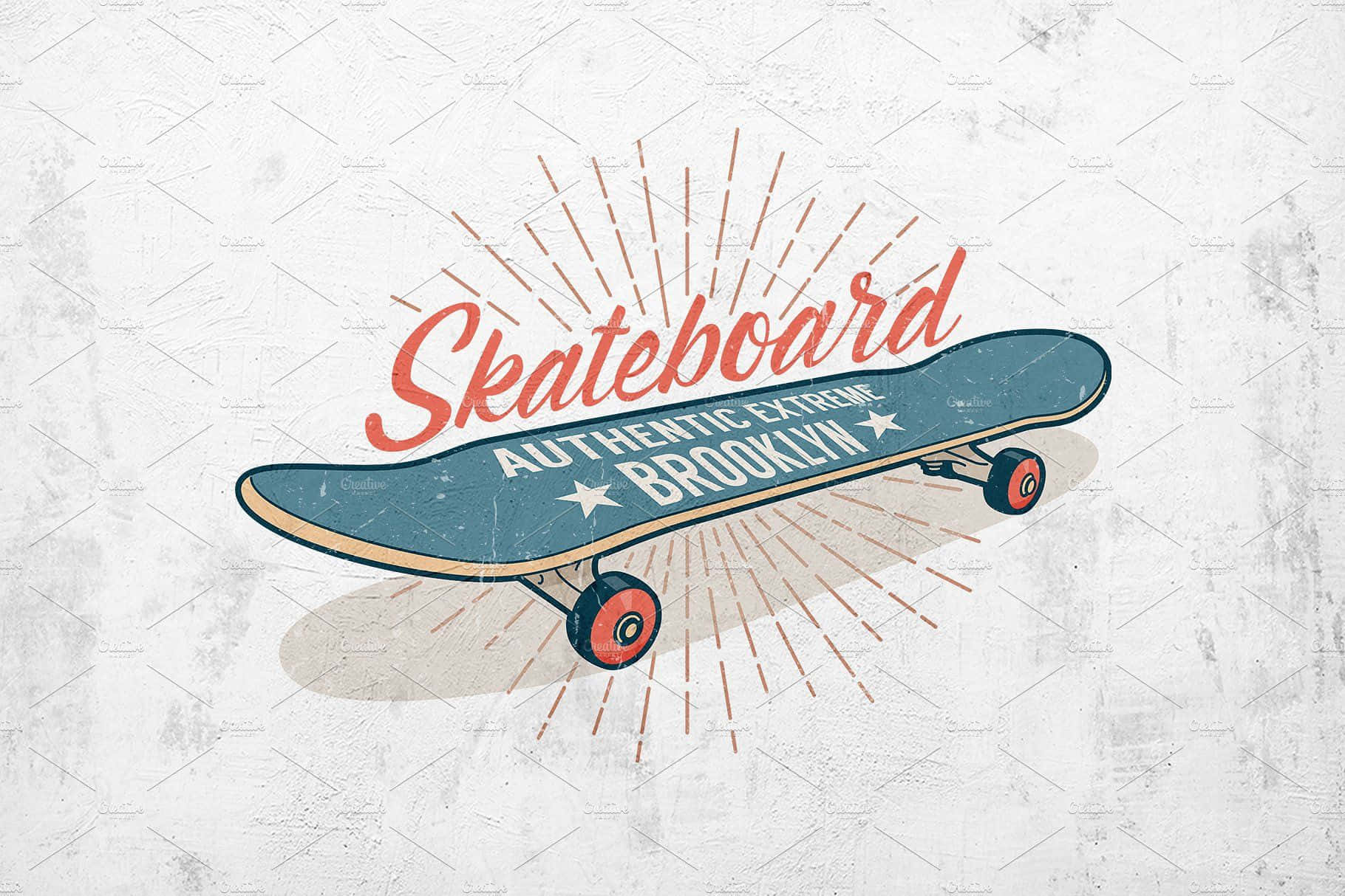 Macheine Fahrt Auf Der Retro-welle Mit Einem Retro-skateboard Wallpaper