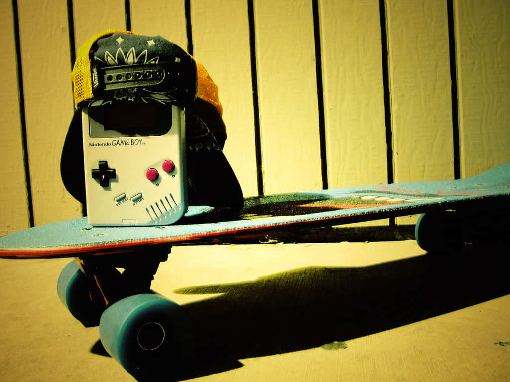 Retro Skateboard with Parts Invoking Vibe of the 80s Wallpaper