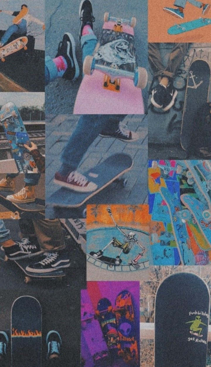 A Collage Of Skateboards Wallpaper