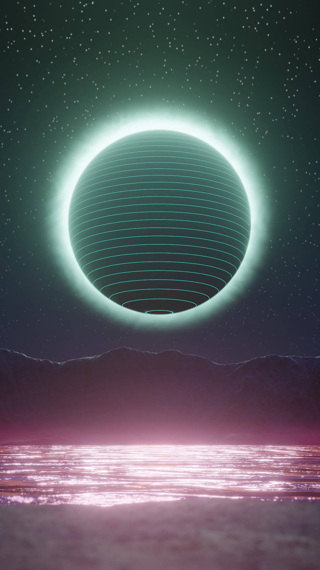 Glowing Sphere Retro Space Wallpaper